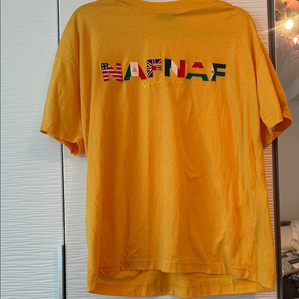 Vintage NAF NAF Vibrant Yellow Tee with Multicolor Logo